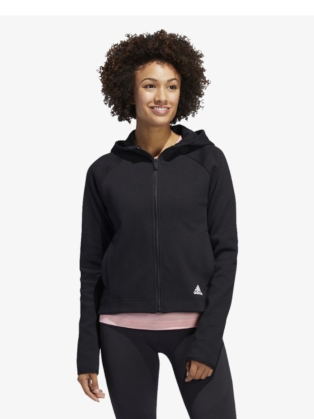 adidas Black Full-Zip Hoodie with Small Logo